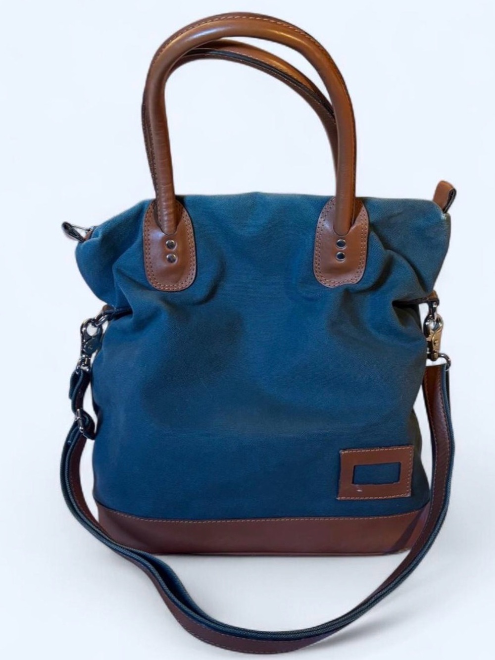 Sandqvist Herr Judit Canvas Zip Tote Hunter Green and Brown Leather Trim